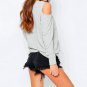 Spring Autumn Strapless Long Sleeve Loose Women T Shirts