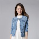 Women Embroidery Single Breasted Cowboy Short Coat Jacket