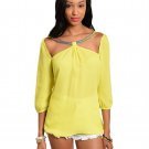 Ladies Lime Green Embellished Top-Size SMALL