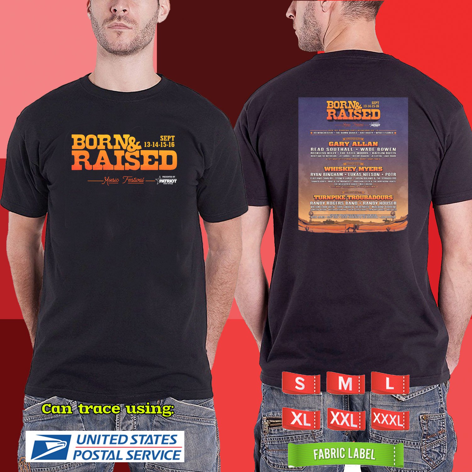 2023 LIVE BORN & RAISED FESTIVAL BLACK TSHIRT W LINEUP CODE RDF01