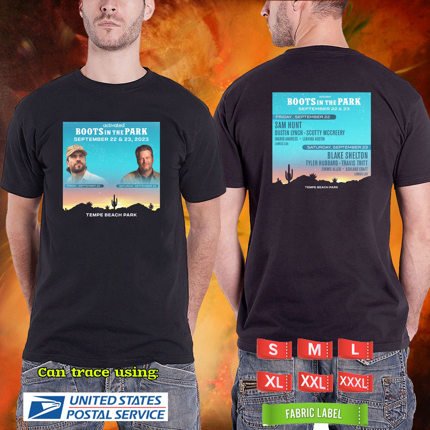 2023 LIVE BOOTH IN THE PARK TEMPE MUSIC FESTIVAL BLACK TSHIRT W LINEUP CODE RDF01