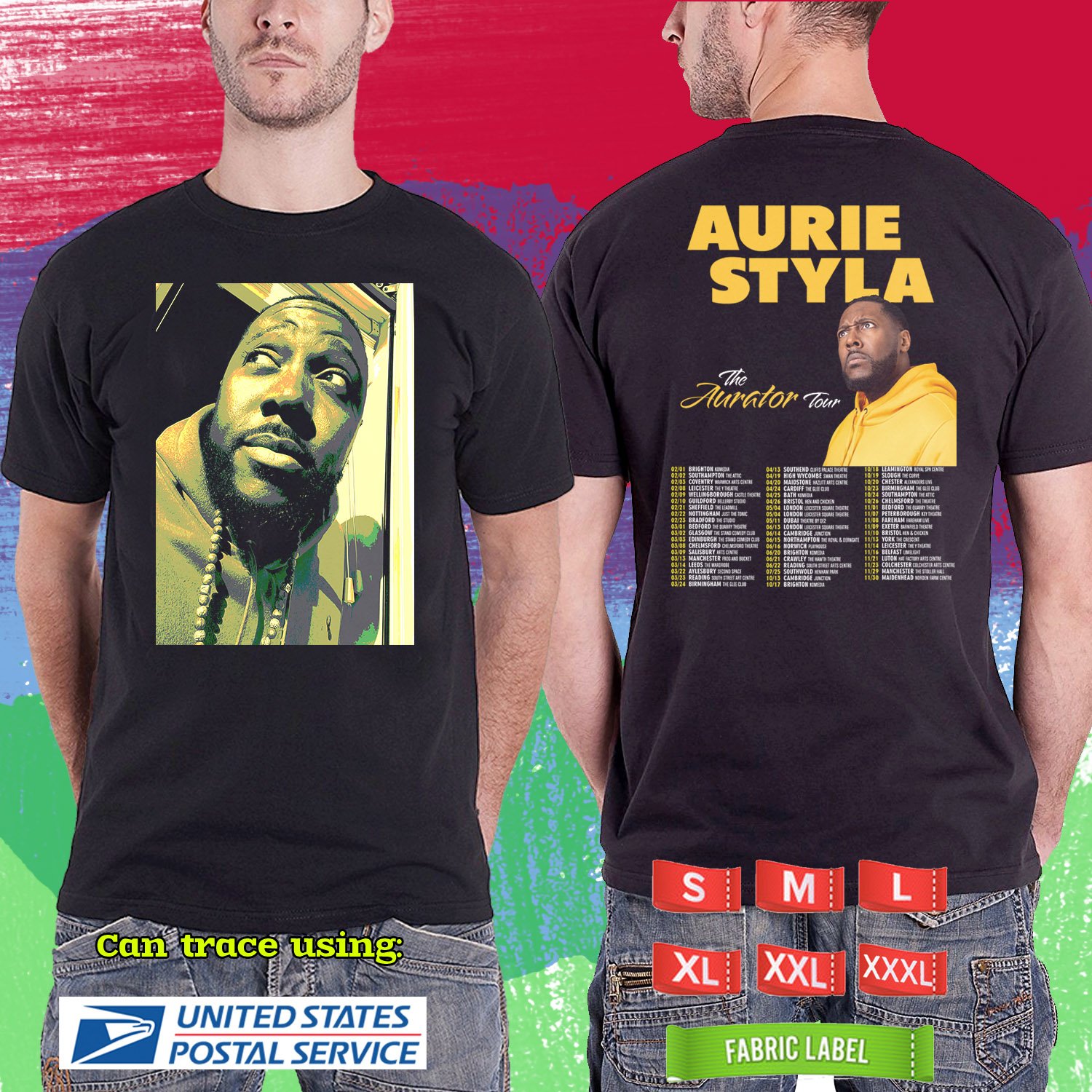 AURIE STYLA THE AURATOR TOUR 2024.AURIE STYLA TOUR.BLACK TSHIRT UNISEX CODE RDF01