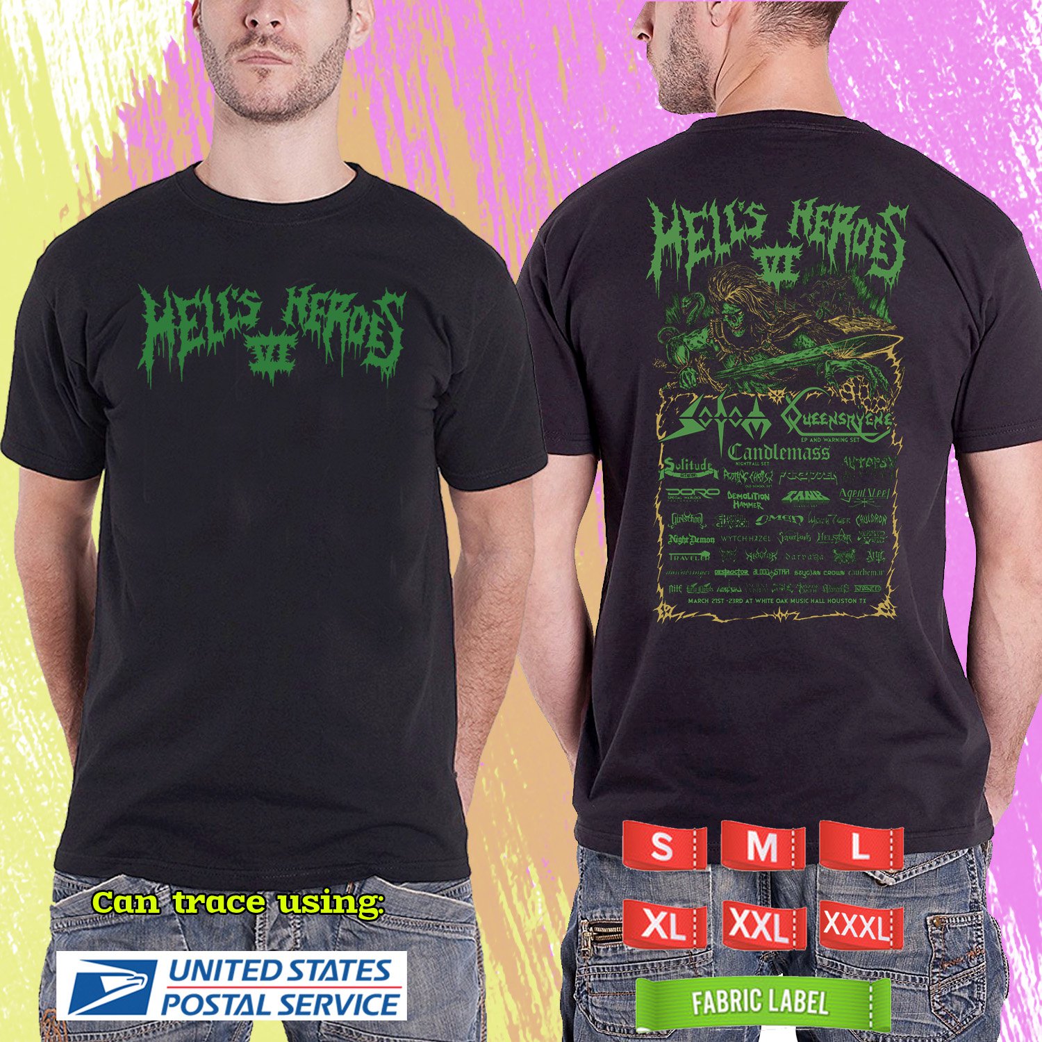 HELL HEROES VI FESTIVAL 2024.HELL HEROES FESTIVAL.BLACK TSHIRT UNISEX RDF01