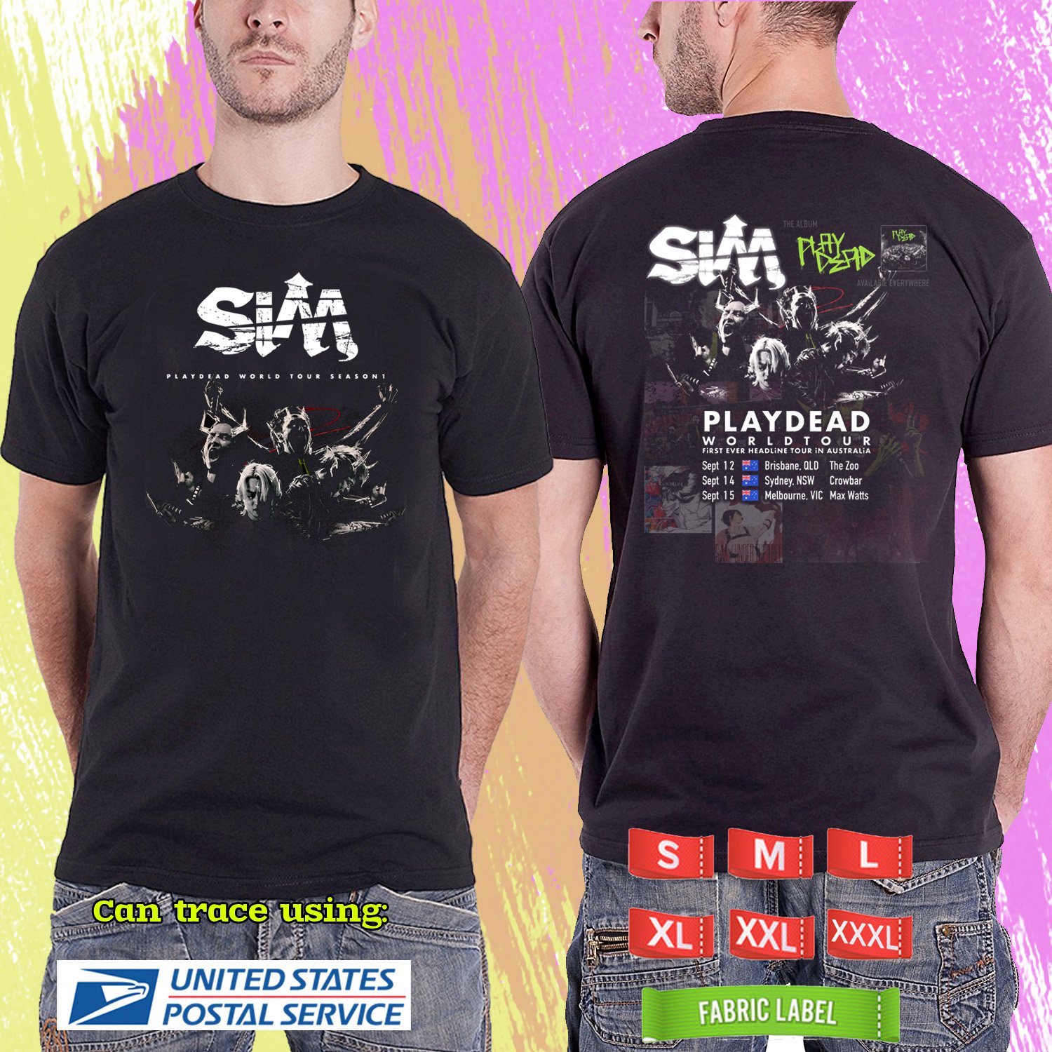 SiM PLAYDEAD WORLD SEASON AUSTRALIA TOUR 2024.SiM TOUR.BLACK TSHIRT UNISEX CODE RDF01