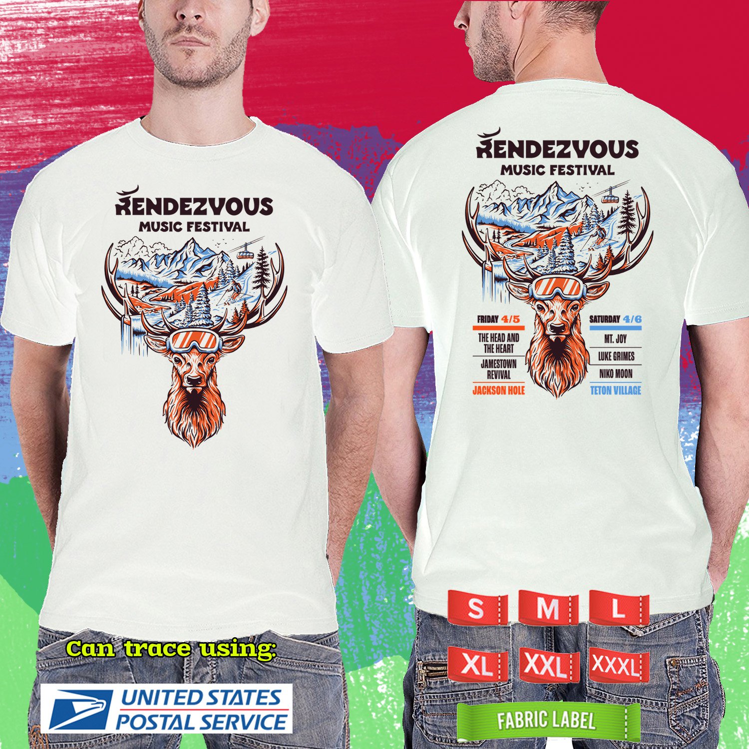 RENDEZVOUS SPRING MUSIC FESTIVAL 2024.RENDEZVOUS MUSIC FESTIVAL.WHITE TSHIRT UNISEX CODE RDF01