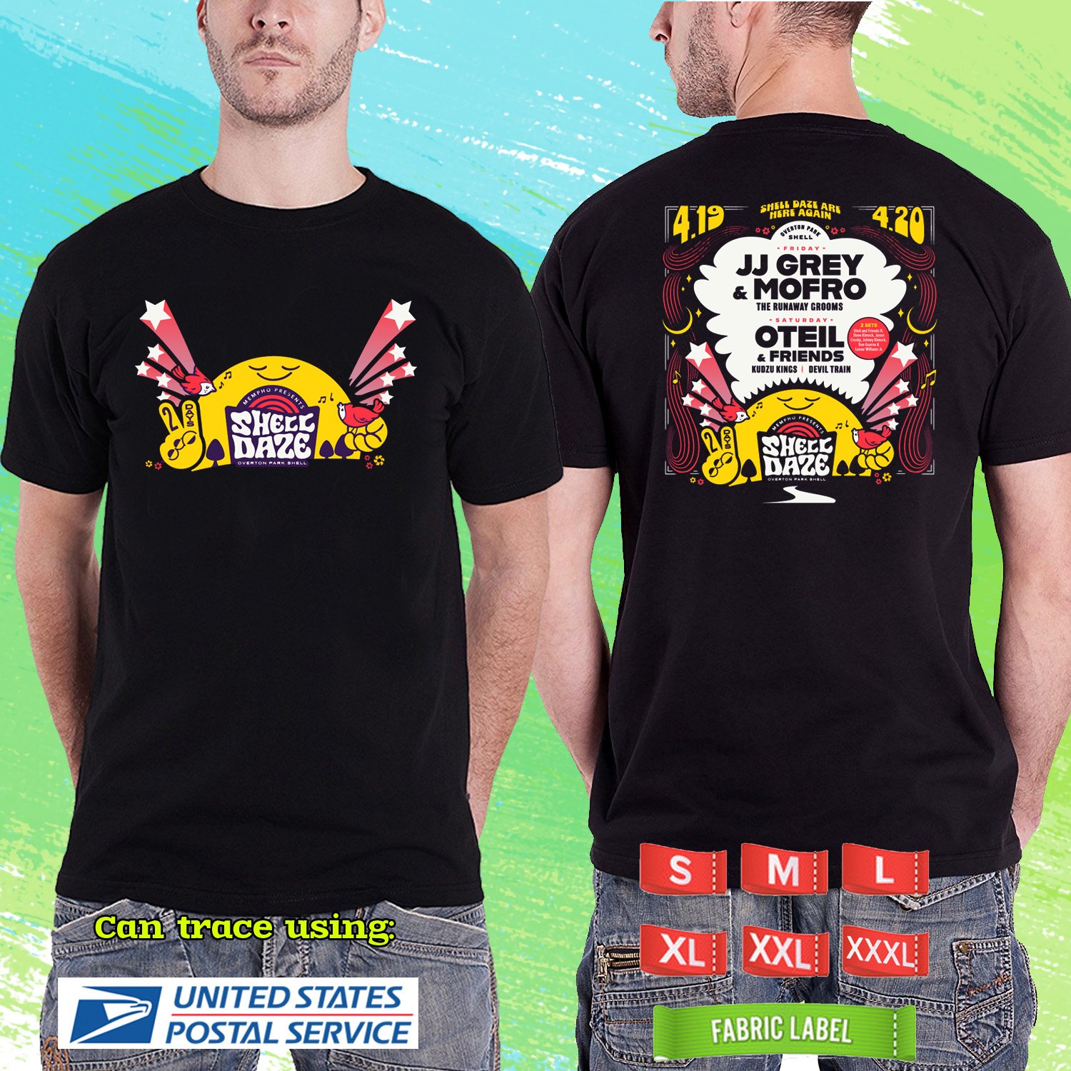 SHELL DAZE MUSIC FESTIVAL 2024.SHELL DAZE FESTIVAL.BLACK TSHIRT UNISEX CODE RDF01