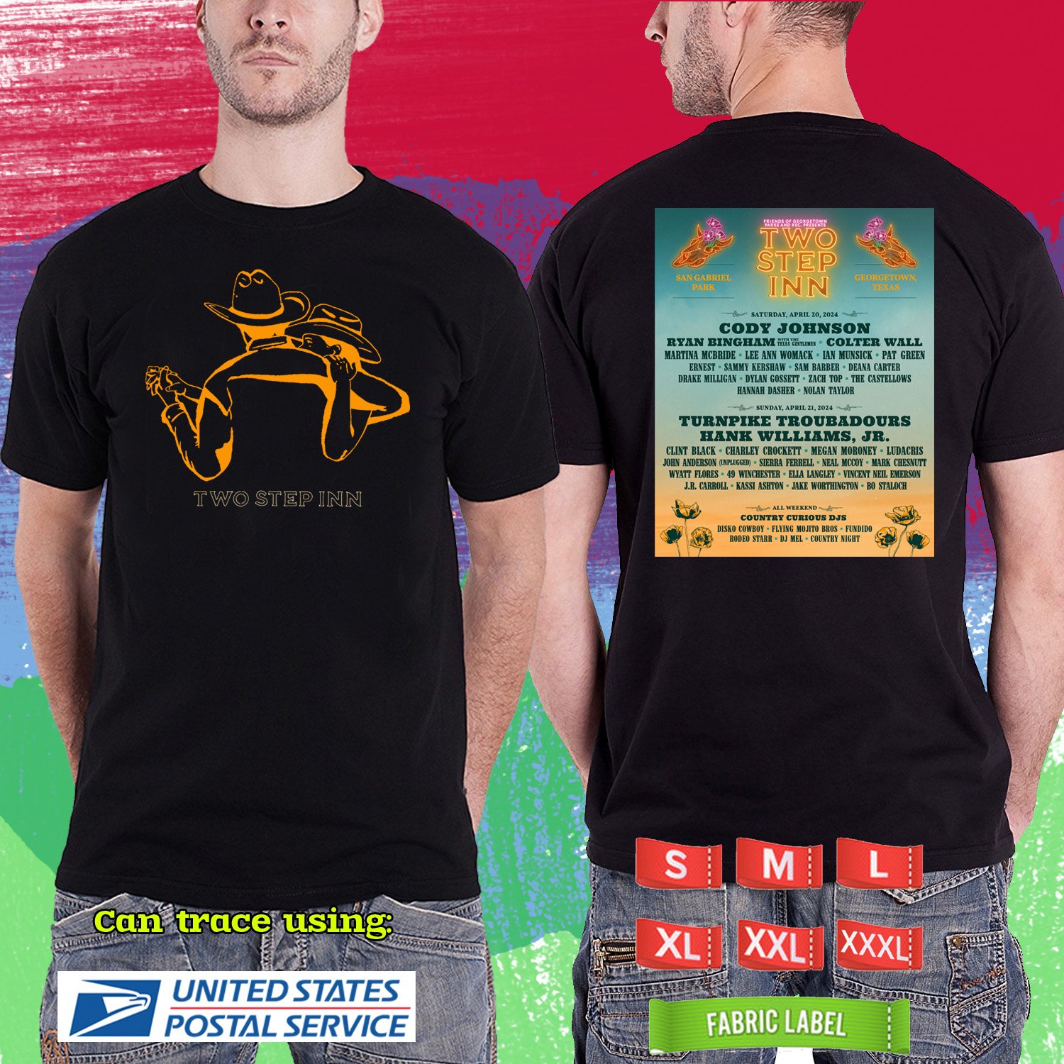 TWO STEP INN MUSIC FESTIVAL 2024.TWO STEP INN FESTIVAL.BLACK TSHIRT UNISEX CODE RDF01