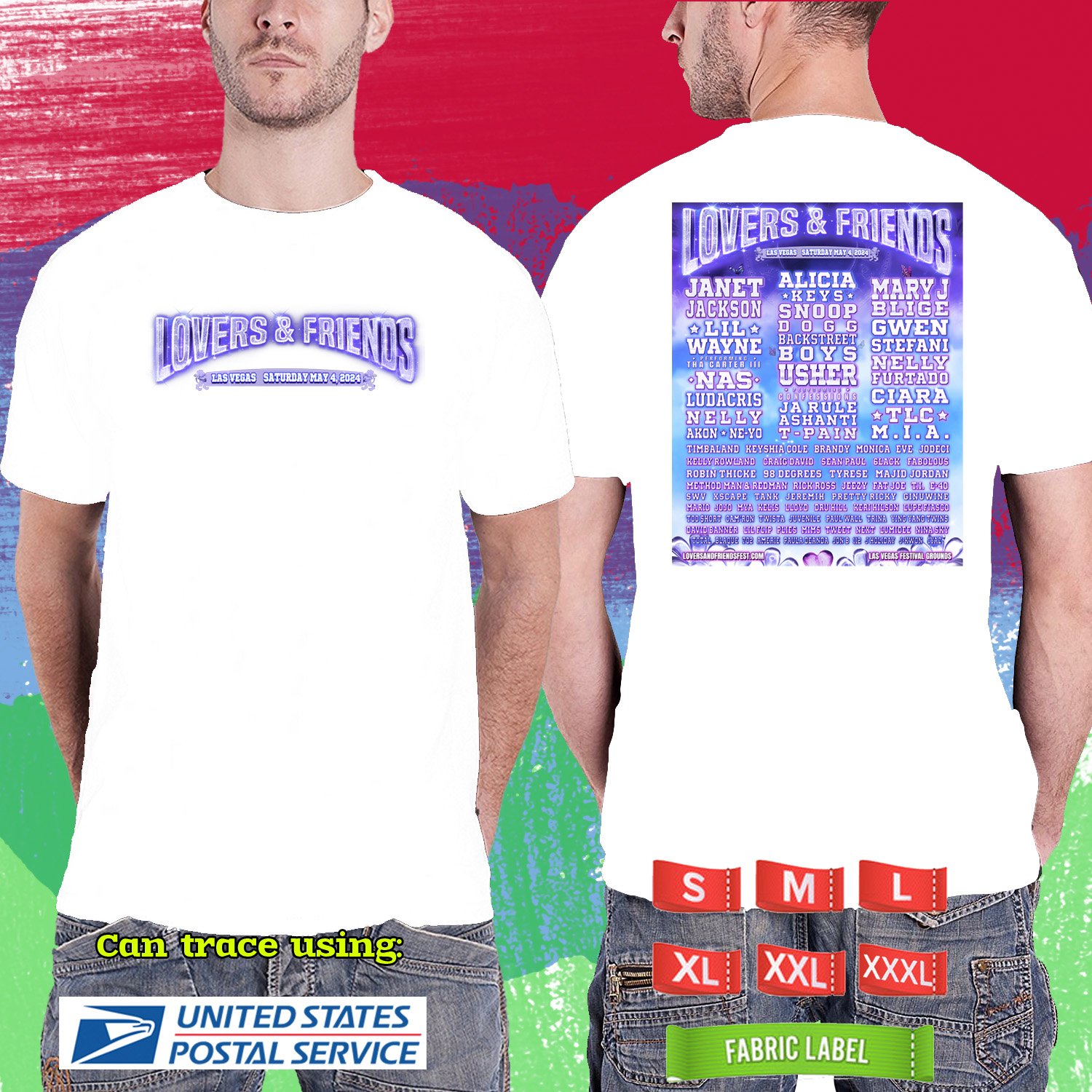 LOVERS & FRIENDS MUSIC FESTIVAL 2024.LOVERS & FRIENDS FESTIVAL.WHITE TSHIRT UNISEX CODE RDF01