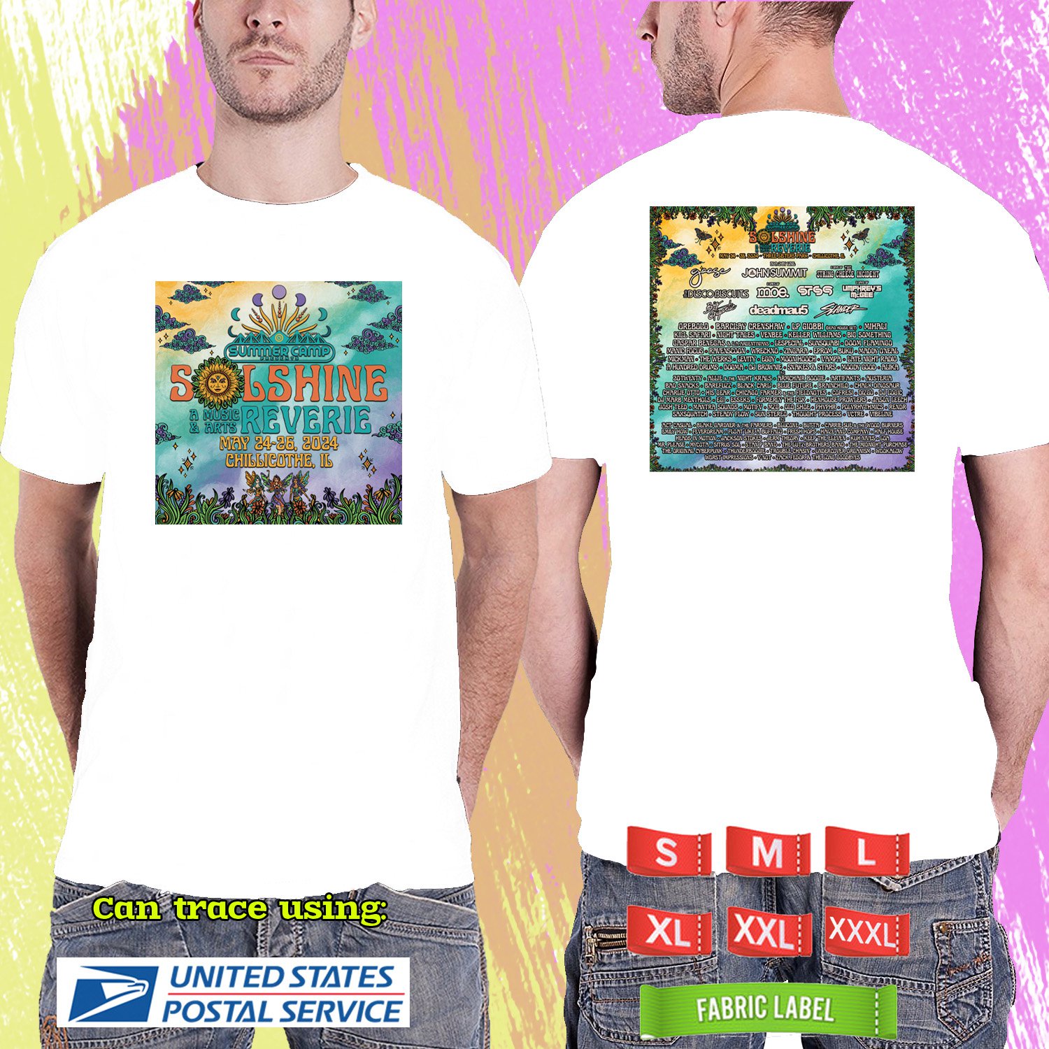 SOLSHINE REVERIE MUSIC&ARTS FESTIVAL 2024.SOLSHINE REVERIE FESTIVAL.WHITE TSHIRT UNISEX CODE RDF01
