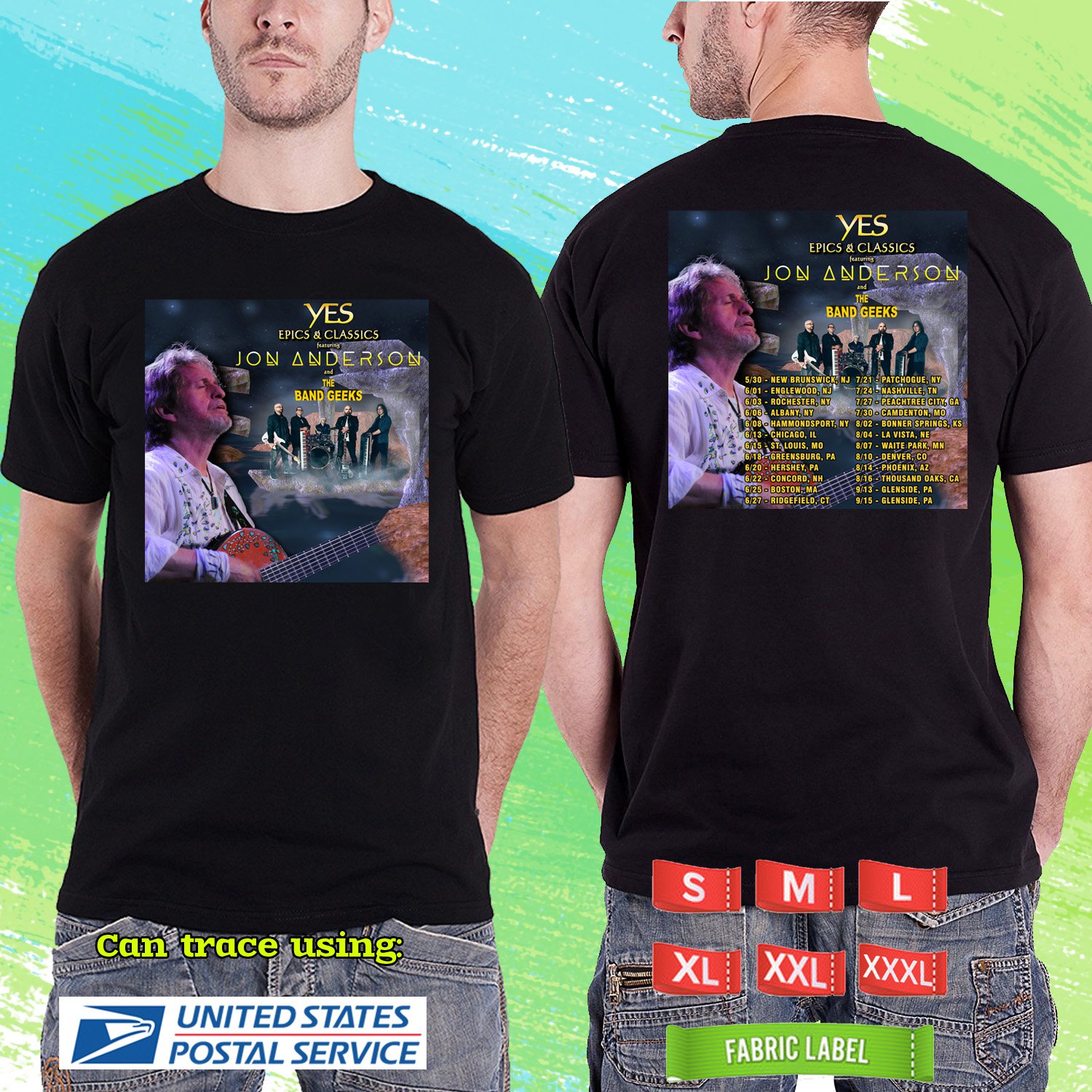 JON ANDERSON SOLO TOUR 2024.JON ANDERSON TOUR.BLACK TSHIRT UNISEX CODE RDF01