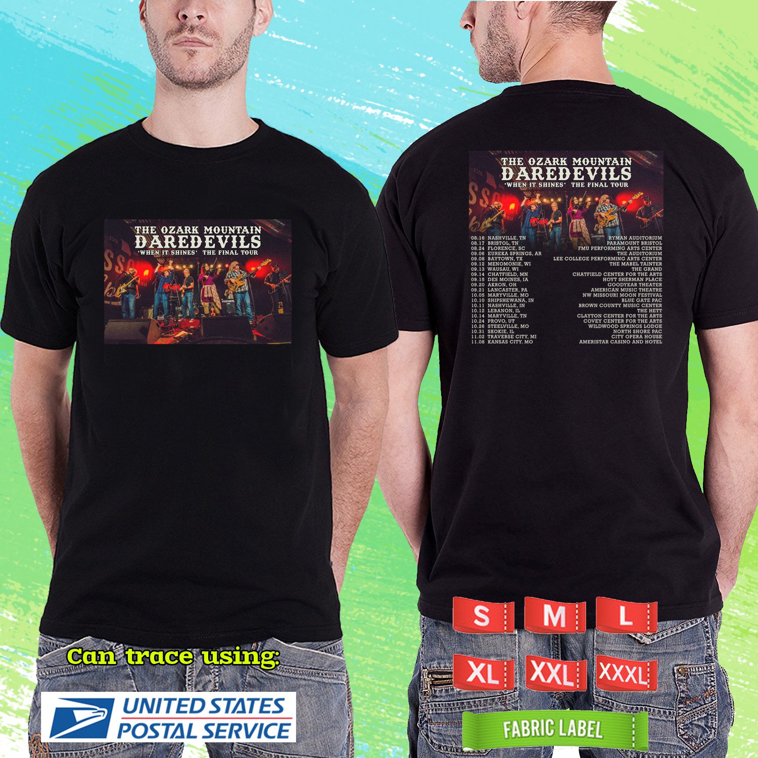 THE OZARK MOUNTAIN DAREDEVILS FINAL TOUR 2024. THE OZARK MOUNTAIN DAREDEVILS. BLACK TSHIRT RDF01