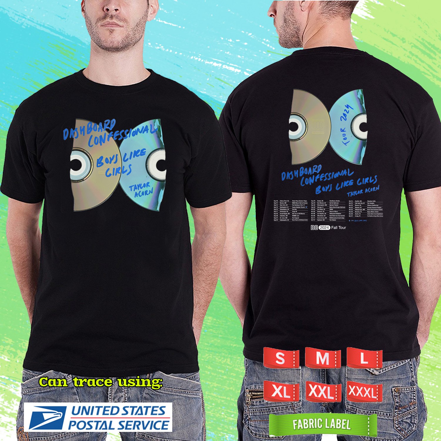 DASHBOARD CONFESSIONAL FALL TOUR 2024. DASHBOARD CONFESSIONAL TOUR. BLACK TSHIRT UNISEX RDF01
