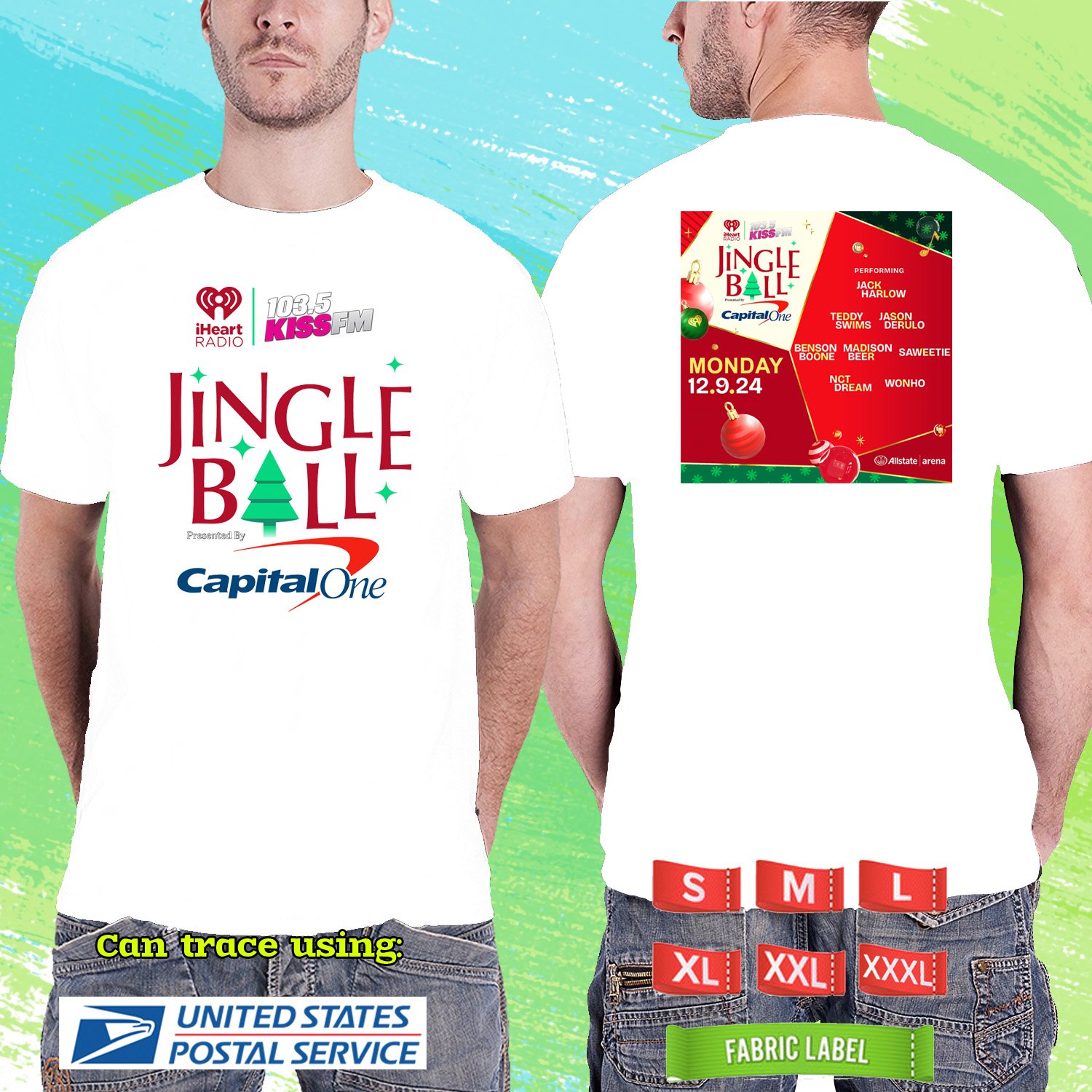 103.5KISS FM JINGLE BALL CONCERT 2024. 106.1KISS FM. WHITE TSHIRT UNISEX RDF01