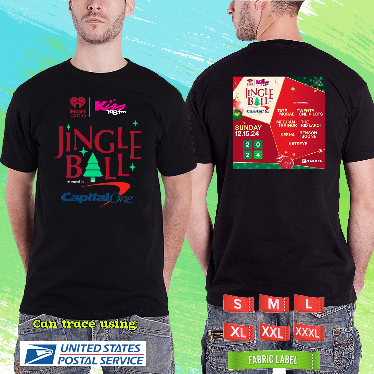 KISS108 FM JINGLE BALL CONCERT 2024. 1KISS108 FM. BLACK TSHIRT UNISEX RDF01