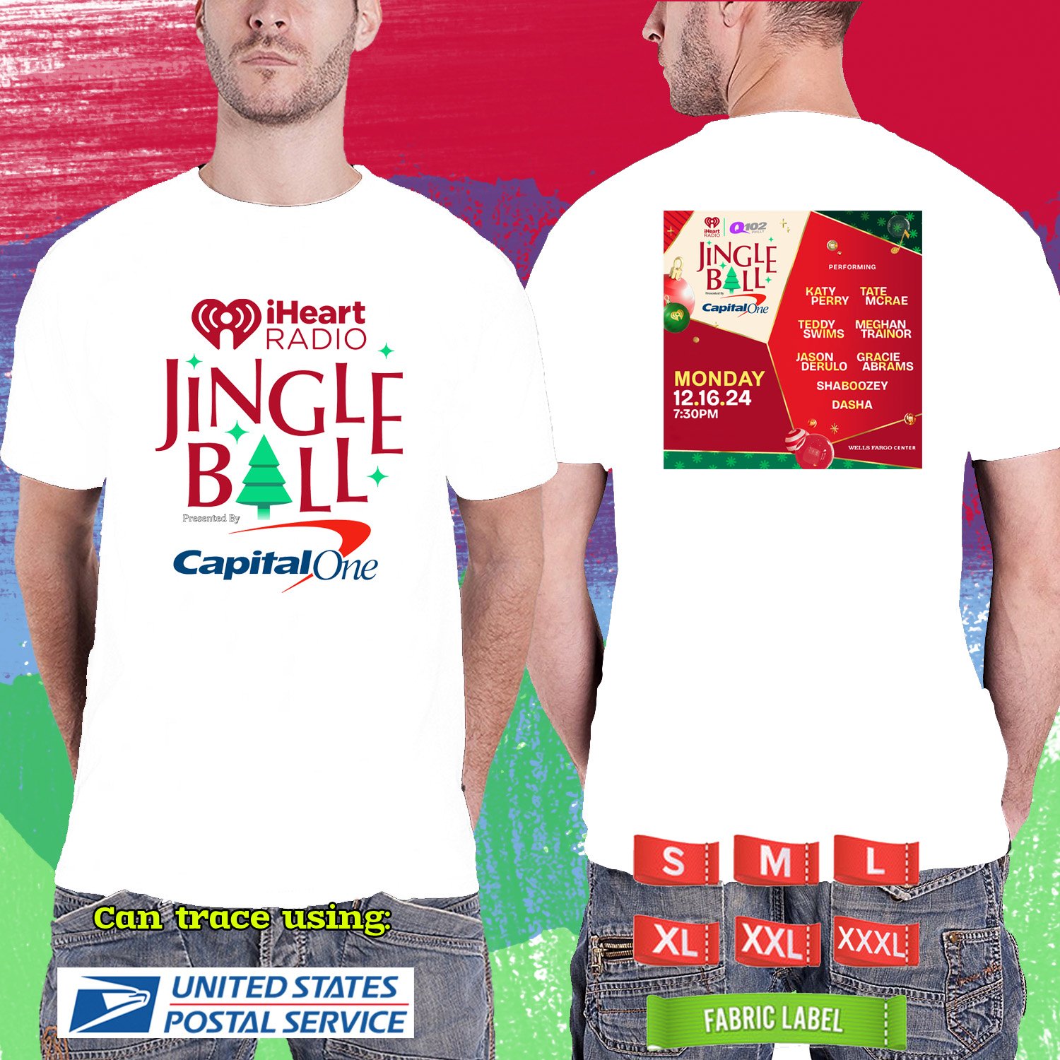 Q102 JINGLE BALL CONCERT 2024. Q102. WHITE TSHIRT UNISEX RDF01