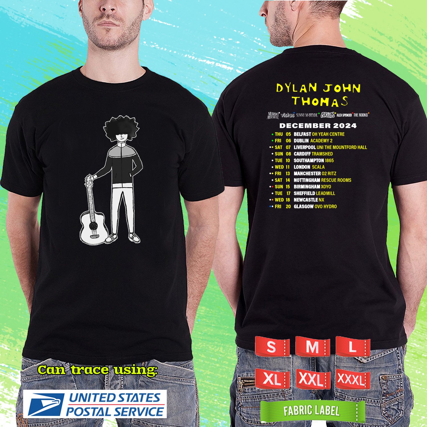 DYLAN JOHN THOMAS UNITED KINGDOM FALL TOUR 2024. DYLAN JOHN THOMAS. BLACK TSHIRT UNISEX RDF01
