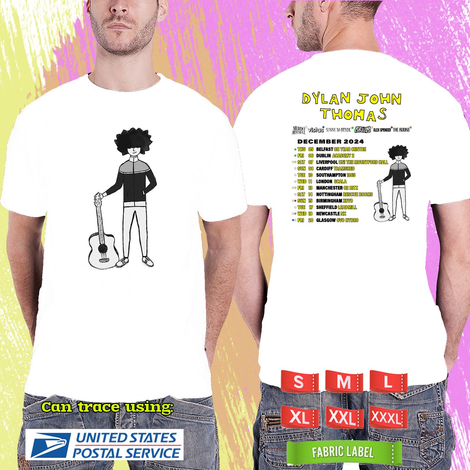 DYLAN JOHN THOMAS UNITED KINGDOM FALL TOUR 2024. DYLAN JOHN THOMAS. WHITE TSHIRT UNISEX RDF01