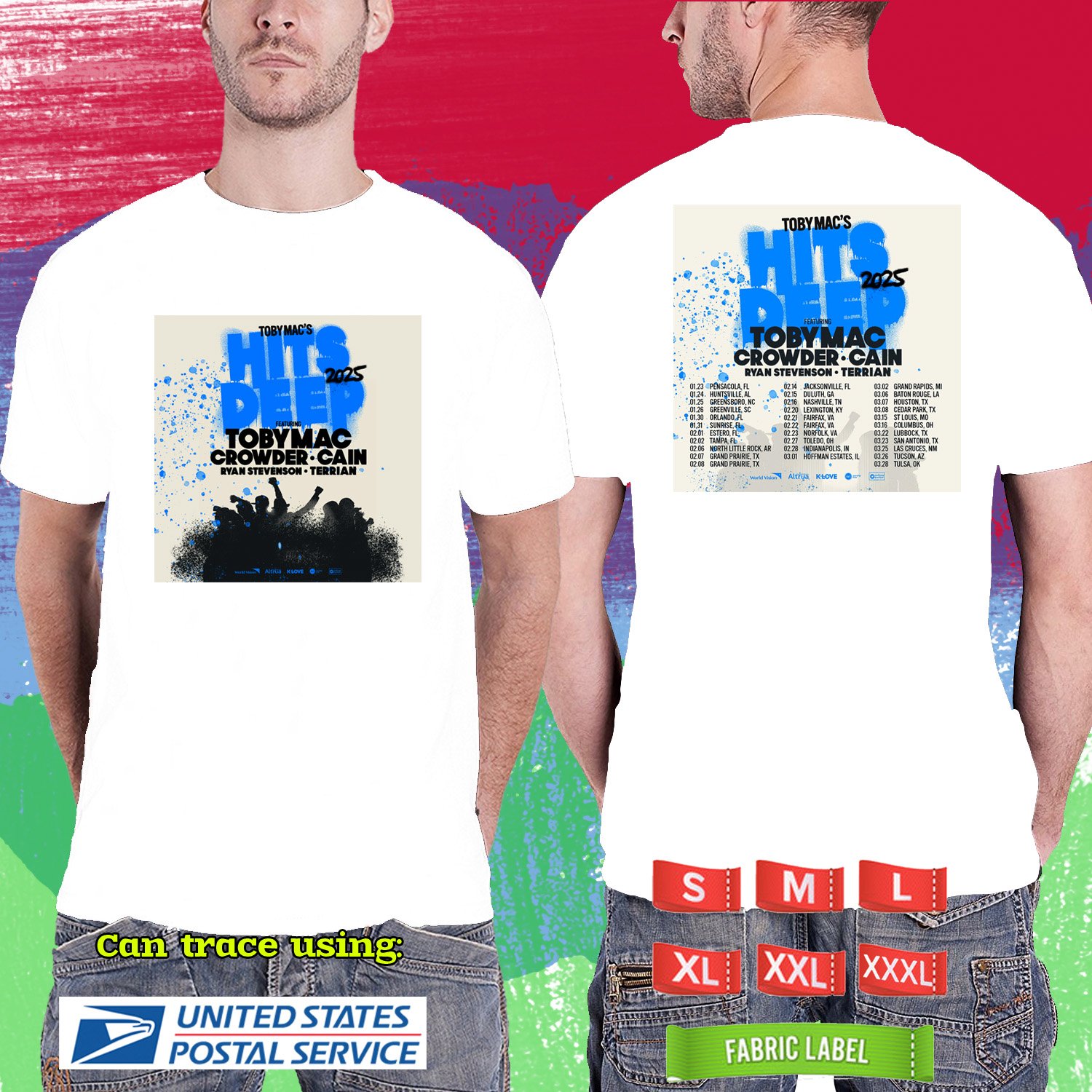 TOBY MAC'S HITS DEEP TOUR 2025. TOBY MAC'S. WHITE TSHIRT UNISEX RDF01