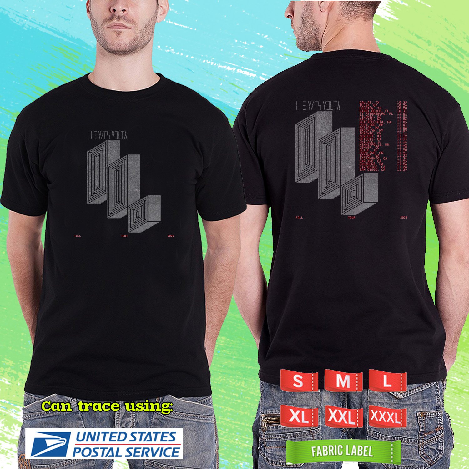 THE MARS VOLTA FALL NORTH AMERICAN TOUR 2025. THE MARS VOLTA. BLACK TSHIRT UNISEX RDF01