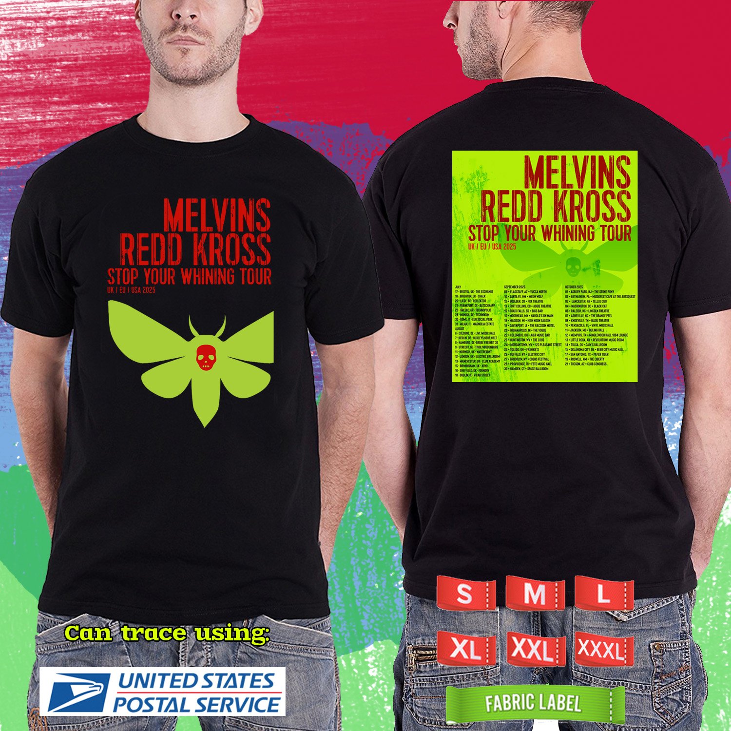 MELVINS & REDD KROSS STOP YOUR WHINING WORLD TOUR 2025. MELVINS. REDD KROSS. TSHIRT UNISEX RDF01