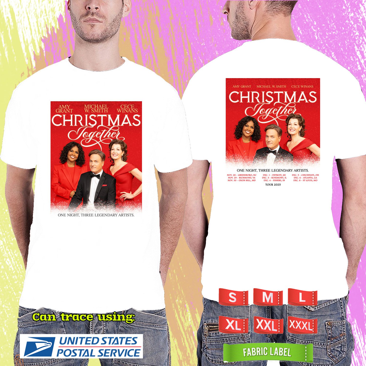 CHRISTMAS TOGETHER AMY GRANT CECE WINANS TOUR 2025. CECE WINANS. WHITE TSHIRT UNISEX RDF01