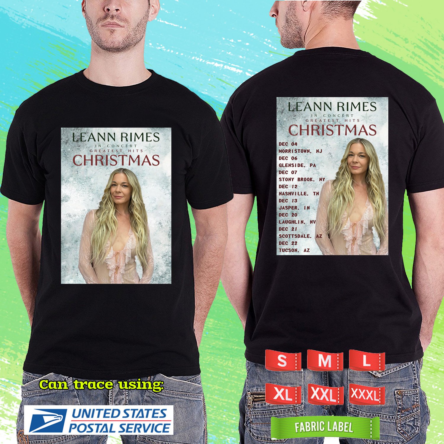 LEE ANN RIMES GREATEST HITS CHRISTMAS TOUR 2025. LEE ANN RIMES. BLACK TSHIRT UNISEX RDF01