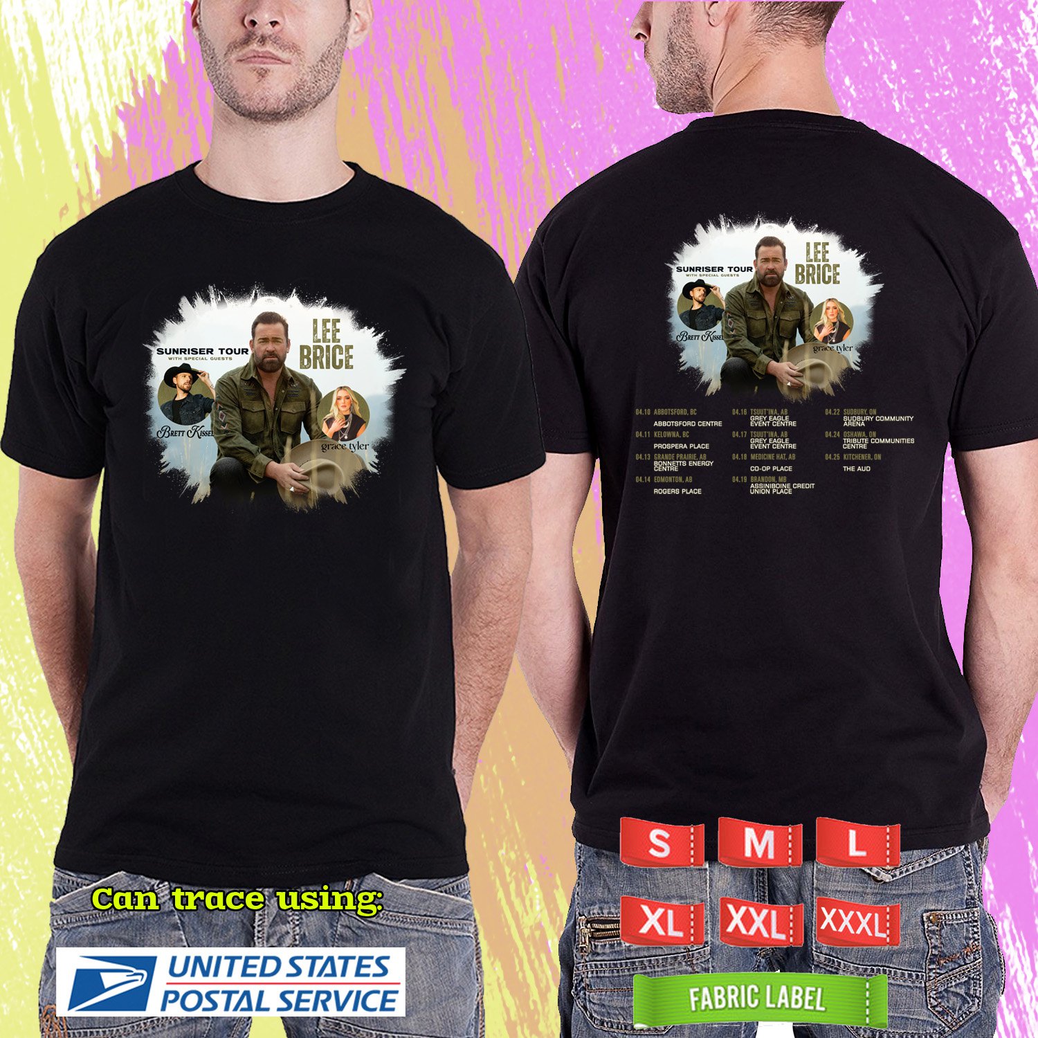 LEE BRICE SUNRISER CANADA TOUR 2026. LEE BRICE. BLACK TSHIRT UNISEX RDF01
