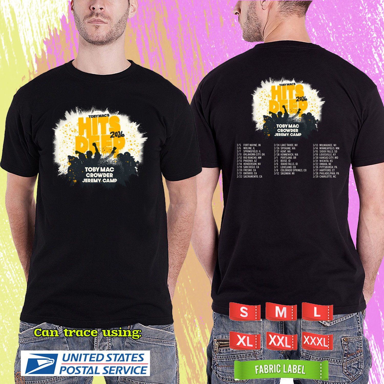 TOBY MAC's HITS DEEP USA TOUR 2026. TOBY MAC. BLACK TSHIRT UNISEX RDF01