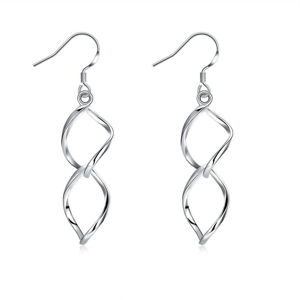 Twist Drop Earring in White Gold Plated