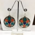 AUGE6 Ethnic Tibetan Silver Turquoise Stone Earring