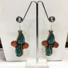 AUGE45 Himalayan Turquoise & Coral Tibetan Handmade Earring