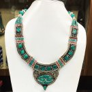 JAN1828- Turquoise & Lapis Vintage Handmade Traditional Tibetan Necklace