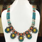 JAN1805 - Nepali Tibetan Turquoise & Coral Gemstone Necklace
