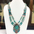 JAN1808 - Tibetan Amber & Coral Antique Handwork Nacklace