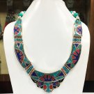 JAN1801 - Natural Ethnic Turquoise & Red Coral Handmade Necklace