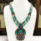 NOVN16 -  Vintage Tribal Vintage Turquoise & Lapis Tibetan Necklace