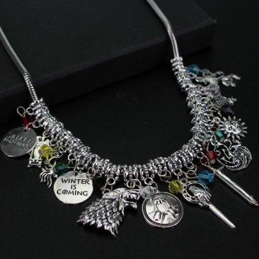 Game of Thrones necklace Antique silver letter logo pendant collar retro design