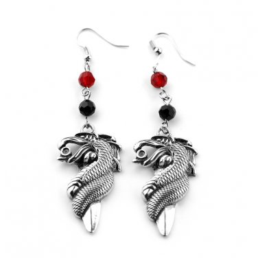 Game of Thrones Dragon Daenerys Drop Earrings With Black Enamel Round Shape Earring Jewelry