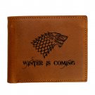 Leather Wallet Laser Engraved game of thrones Stark Family Wolf Leather Men Wallet