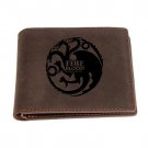 Leather Purse Men Custom Engraved game of thrones fire and blood targaryen Retro Short Wallet