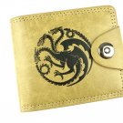 Leather Purse Men Custom Engraved game of thrones fire and blood targaryen Retro Short Wallet