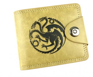 Leather Purse Men Custom Engraved game of thrones fire and blood targaryen Retro Short Wallet