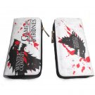 Game Of Thrones House Stark Wolf Logo Long Wallet Zipper Coins Money Cards Holder Layers Purse