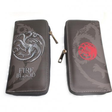 Game Of Thrones House Targaryen Dragon Logo Long Wallet Zipper Coins Money Cards Holder Layers Purse