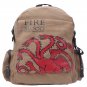 Game of Thrones House Targaryen Canvas Student School Bag Zipper Laptop Fashion Travel 15''
