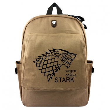 Game of Thrones House Stark Canvas Student School Bag Zipper Laptop Fashion Travel 15''