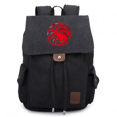 Game of Thrones House Targaryen Canvas Student School Bag Zipper Laptop Fashion Travel