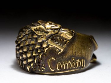 House Stark Direwolf Ring, Winter Is Coming, Game of Thrones, brass, handmade