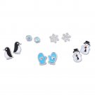 WINTER SNOWFLAKE 5 PAIR EARRING SET