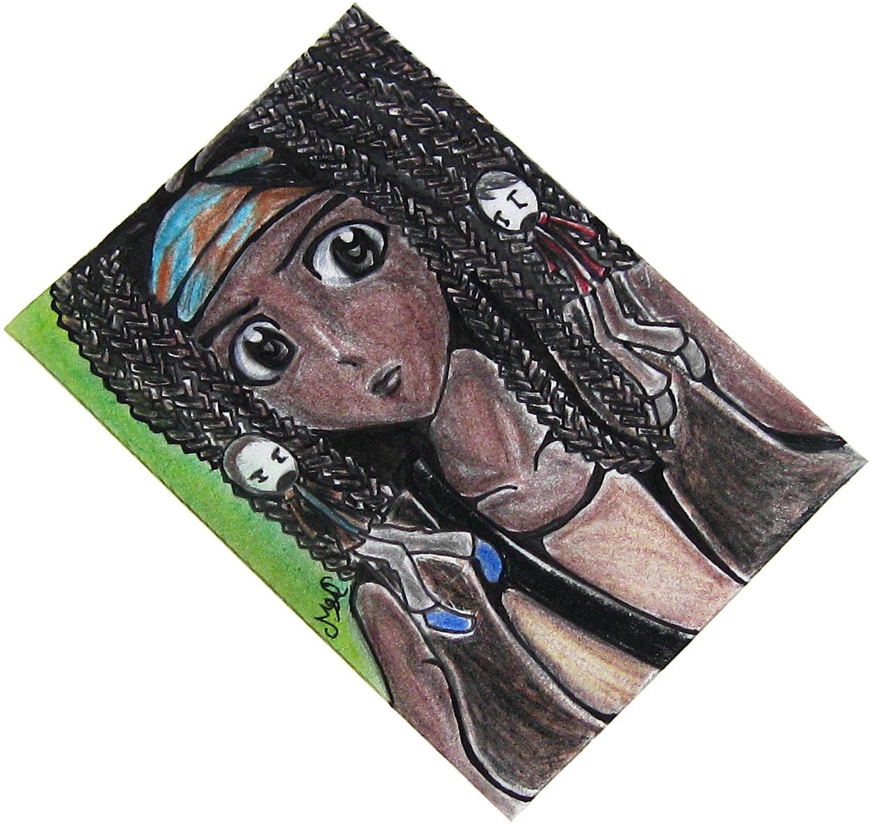 The Walking Dead Michonne & Pet Walkers Anime Art Original Sketch Card